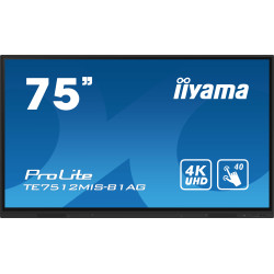 iiyama PROLITE Panneau plat de signalisation numérique 190,5 cm (75") Wifi 400 cd m² 4K Ultra HD Noir Écran tactile Intégré