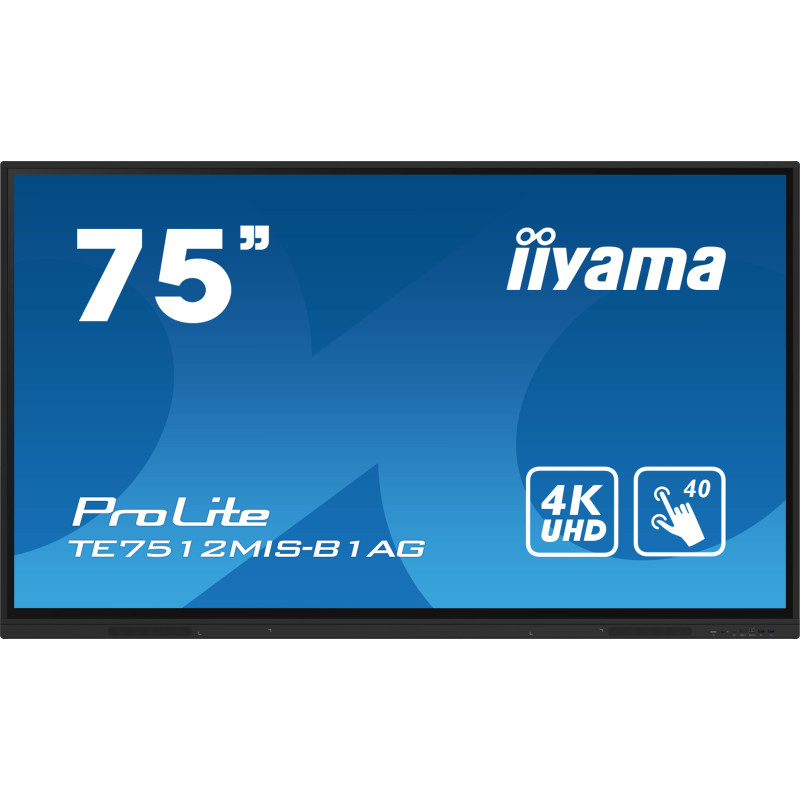 iiyama PROLITE Panneau plat de signalisation numérique 190,5 cm (75") Wifi 400 cd m² 4K Ultra HD Noir Écran tactile Intégré