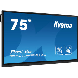 iiyama PROLITE Panneau plat de signalisation numérique 190,5 cm (75") Wifi 400 cd m² 4K Ultra HD Noir Écran tactile Intégré
