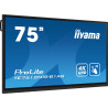 iiyama PROLITE Panneau plat de signalisation numérique 190,5 cm (75") Wifi 400 cd m² 4K Ultra HD Noir Écran tactile Intégré