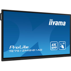 iiyama PROLITE Panneau plat de signalisation numérique 190,5 cm (75") Wifi 400 cd m² 4K Ultra HD Noir Écran tactile Intégré